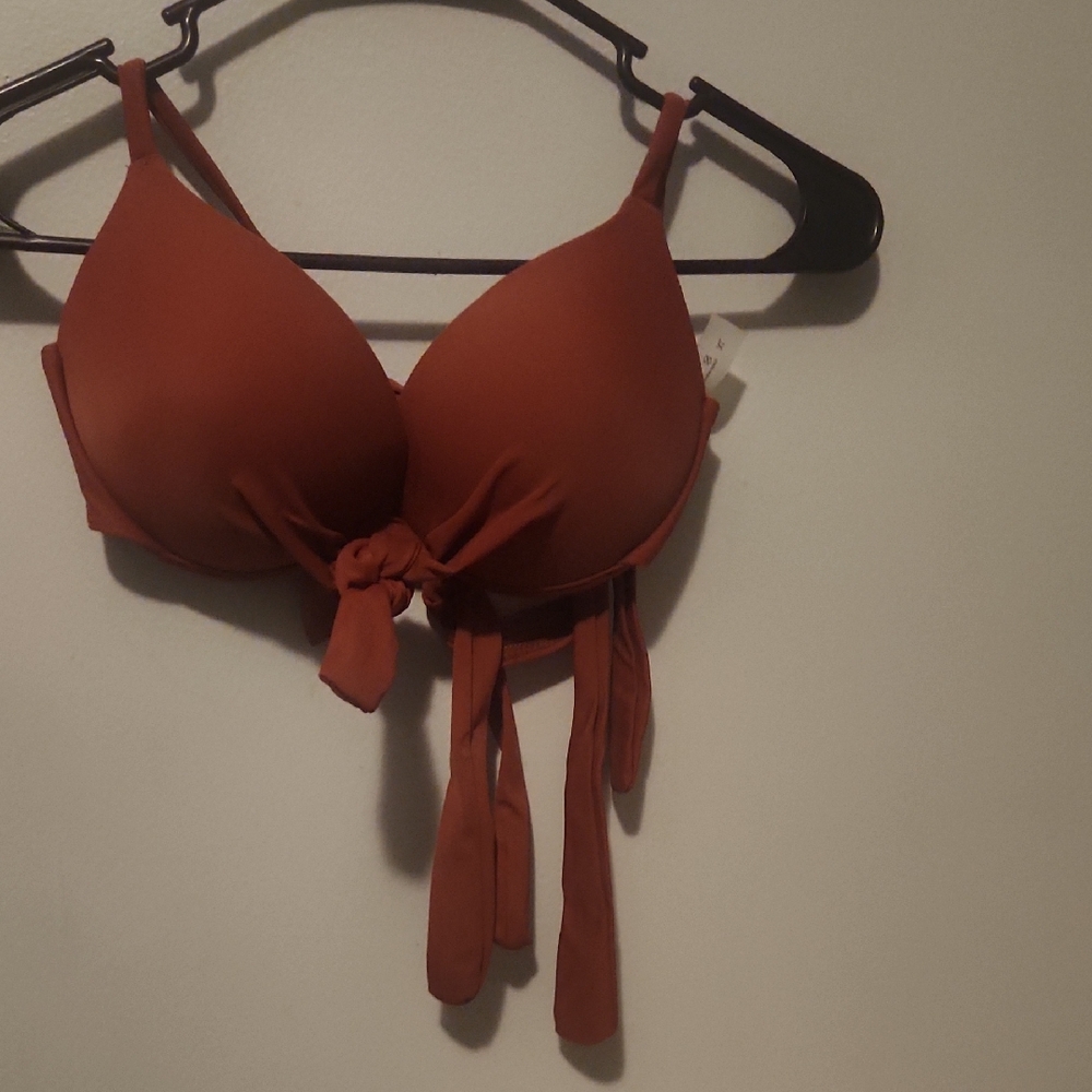 Women's Rust Tie-Front Bikini Push Up Bra